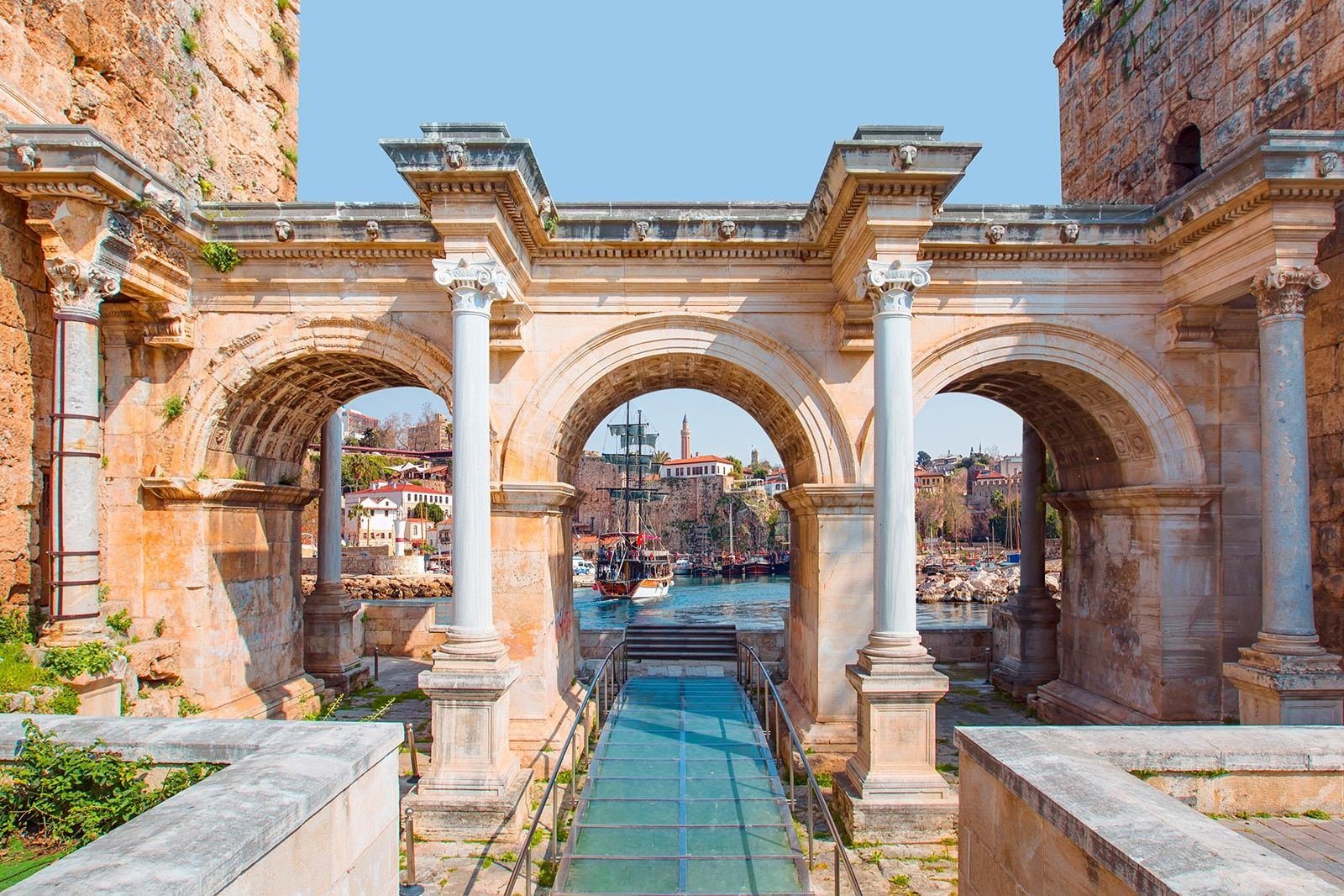 Hadrian's Gate, the ancient Roman gateway into Antalya's old town