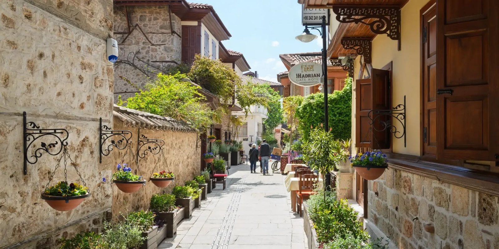 A cobbled street in Kaleiçi, Antalya's historic old town