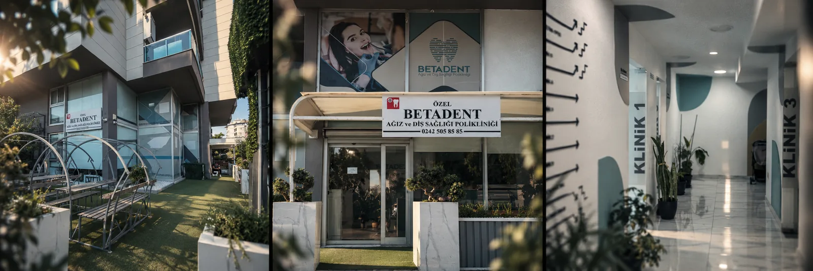 La clinique Betadent à Antalya: jardin, entrée et couloir